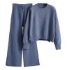 Women 2 Piece Outfits Sweater Set Knit Pullover Long Sleeve Tops Wide Leg Pants Loose Tracksuit Fall Outfits Lounge Set