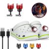 2 Pcs Rechargable Metal Red Headlights for Shoes, Outdoor Waterproof LED Flashlight , Clip on Crock Light Attachment Charm, Accessories for Camping, Cycling, Walking, 3 Light Modes, Last 72 Hour view 1