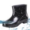 Short Rain Boots For Womens Ankle Rainboot Slip On Garden Boot Rubber Shoes Womens Bog Style Boots (Black, 6) view 2