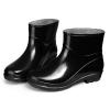 Short Rain Boots For Womens Ankle Rainboot Slip On Garden Boot Rubber Shoes Womens Bog Style Boots (Black, 6) view 3