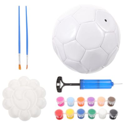 BESPORTBLE DIY 3D Soccer Ball Painting Kit 7pcs Unfinished Blank Footballs for Boys and Girls Adults Soccer Ball Coloring Book