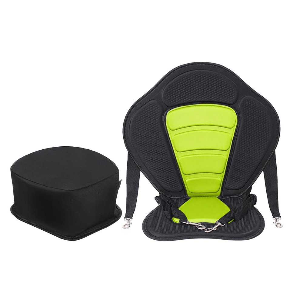 Aymzbd Kayak Padded Seat Canoe Seat Boat Seat Cushioned Adjustable for Rafting Drifting Inflatable Paddleboard, Green with Bag