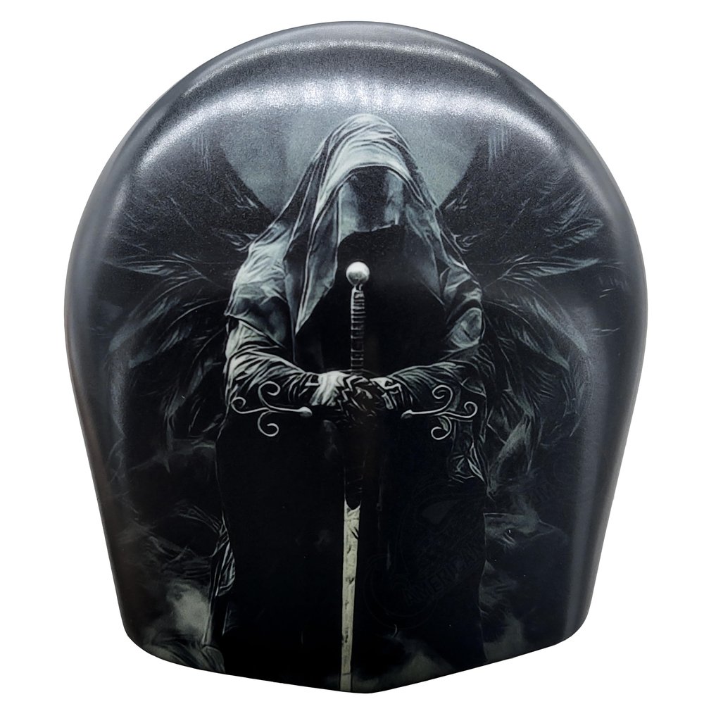 Custom Aluminum Cowbell Horn Cover for Harley Davidson - Dark Angel Reaper (Matte, 1993+ Touring & Trike Models)