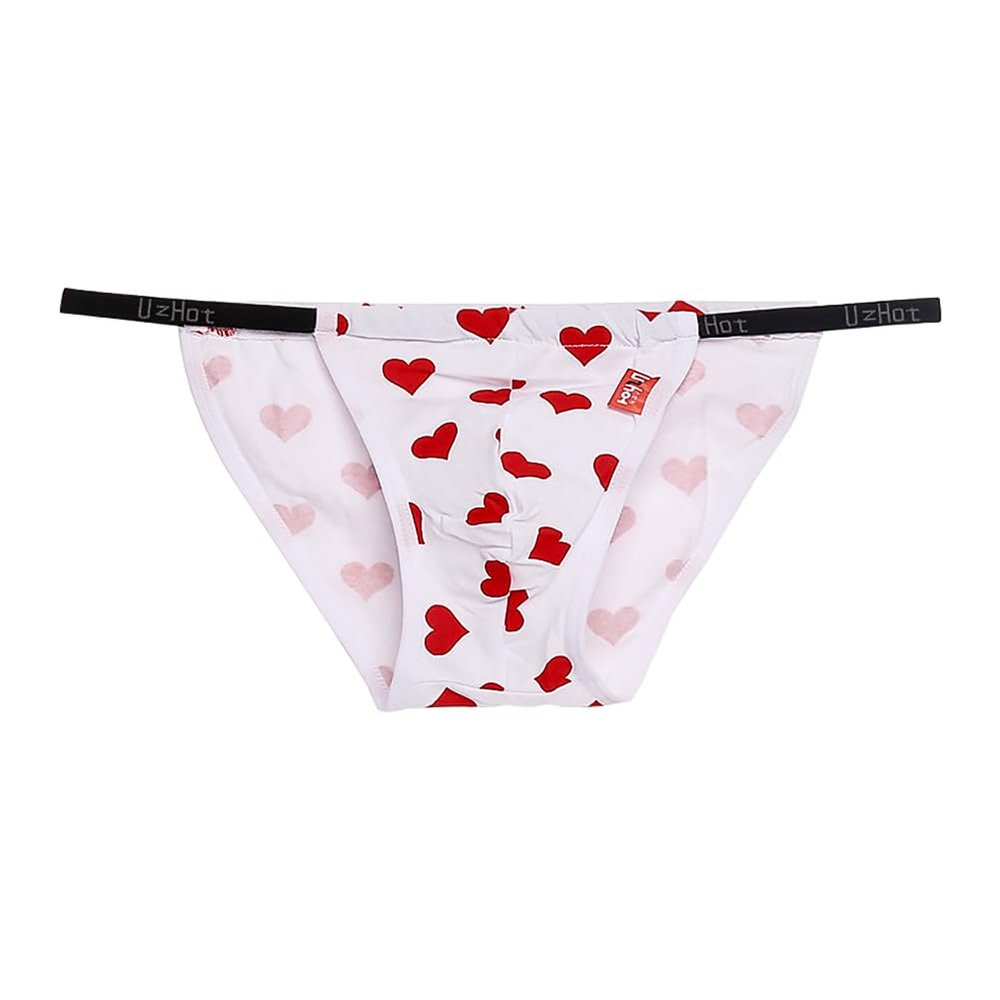 Pirlim Men's Thong Bikini Briefs Sexy Thin Pants Simple Style Plain Quick Dry Bikini Briefs 3D 3D Sexy High Fork Bikini - One Size(Red Heart)