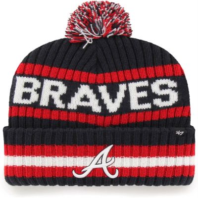 '47 MLB Unisex-Adult Primary Logo Bering Cuffed Knit Pom Beanie Hat One Size (Atlanta Braves)