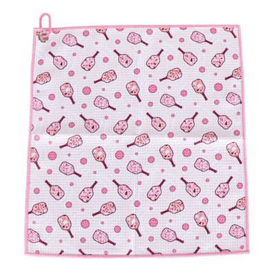 ASVP Shop Stylish 15x17 Inch Microfiber Athletic Towel with Carabiner Clip - Ultimate Towel for Pickleball Fans (Baby Pink)