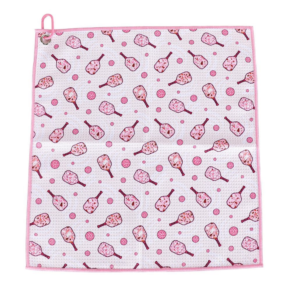 ASVP Shop Stylish 15x17 Inch Microfiber Athletic Towel with Carabiner Clip - Ultimate Towel for Pickleball Fans (Baby Pink)