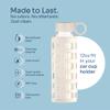 purifyou 40oz / 32oz / 22oz / 12oz Borosilicate Glass Water Bottle with Time & Volume Markers, Silicone Sleeve, Stainless Steel Lid | Reusable Glass Bottle for Water & Juice (12oz Pearled Ivory) view 4