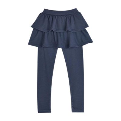 Dkygxwt Kids Girls Leggings Tutu Skirt Pants Cotton Footless Tights 2 12 Years Regular Solid Skirt Pants Casual Pants(Navy,5-6 Years)