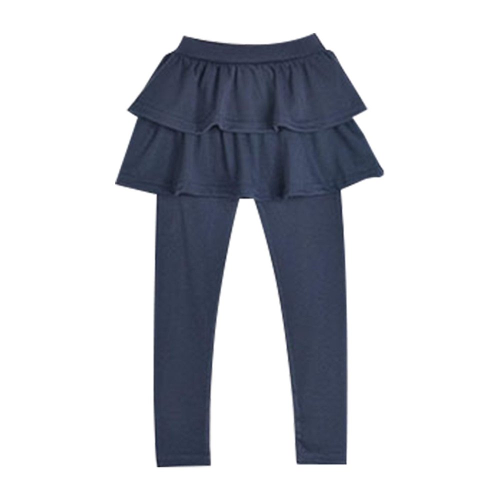 Dkygxwt Kids Girls Leggings Tutu Skirt Pants Cotton Footless Tights 2 12 Years Regular Solid Skirt Pants Casual Pants(Navy,5-6 Years)