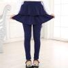Dkygxwt Kids Girls Leggings Tutu Skirt Pants Cotton Footless Tights 2 12 Years Regular Solid Skirt Pants Casual Pants(Navy,5-6 Years) view 2