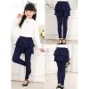 Dkygxwt Kids Girls Leggings Tutu Skirt Pants Cotton Footless Tights 2 12 Years Regular Solid Skirt Pants Casual Pants(Navy,5-6 Years) view 3