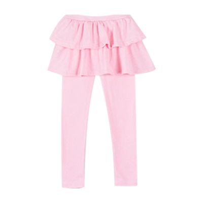 Dkygxwt Kids Girls Leggings Tutu Skirt Pants Cotton Footless Tights 2 12 Years Regular Solid Skirt Pants Casual Pants(Pink,7-8 Years)