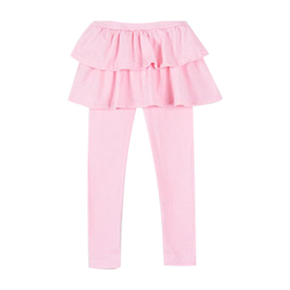 Dkygxwt Kids Girls Leggings Tutu Skirt Pants Cotton Footless Tights 2 12 Years Regular Solid Skirt Pants Casual Pants(Pink,7-8 Years)