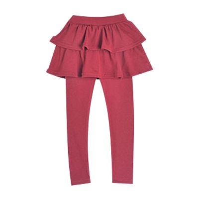Kids Girls Leggings Tutu Skirt Pants Cotton Footless Tights 2 12 Years Regular Solid Skirt Pants Casual Pants(Red,5-6 Years)
