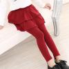 Kids Girls Leggings Tutu Skirt Pants Cotton Footless Tights 2 12 Years Regular Solid Skirt Pants Casual Pants(Red,5-6 Years) view 3