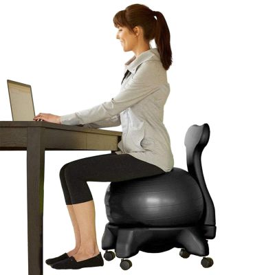 Ergonomic Balance Ball Chair for Home and Office Desk, Premium Exercise Ball Stability Yoga Ball Posture Chair, Includes Anti-Burst Ball and Air Pump