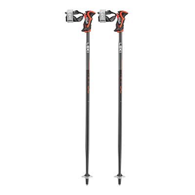 LEKI Airfoil 3D Lightweight Aluminum Ski Poles for Alpine Skiing - Black-Dark Anthracite-Bright Red - 135 cm