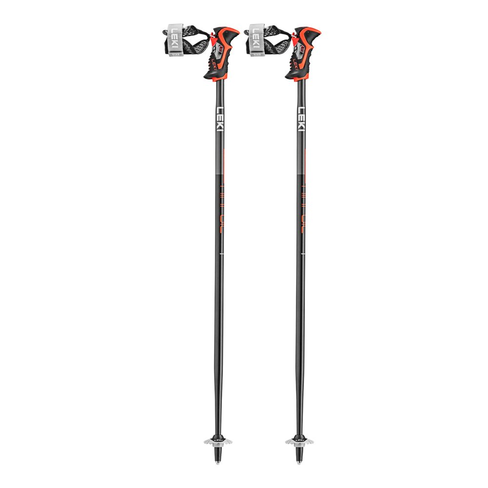 LEKI Airfoil 3D Lightweight Aluminum Ski Poles for Alpine Skiing - Black-Dark Anthracite-Bright Red - 135 cm