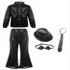 JEATHA Boys Hip-hop Latin Jazz Dance Costume Kids Sparkly Sequins Shirts with Matching Pants Hat Accessories Black A 13-14 Years view 1