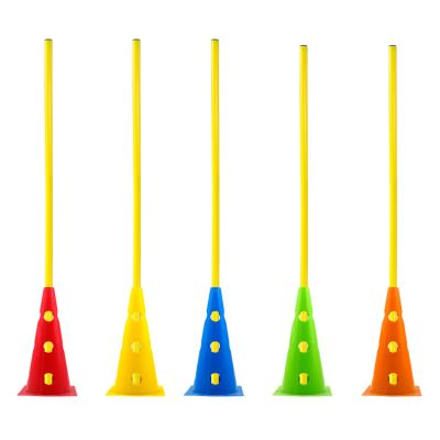 5 Sets Agility Poles with Base, Multi-purpose Exercise Equipment Hurdle Cone with 1 1.2 M Yellow Rod, School Sports Gear/ Coaching Sticks for Speed Fun Competitions ( Color : 5PC , Size : 35cm Barrel+
