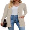 Askyes Womens Cardigan Lightweight for Fall Knit Loose Button Down Cute 2025 Trendy Fashion Cardigan with Pockets,Khaki,L view 1