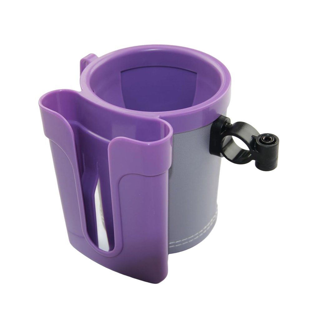 AOKID Bike Cup Holder for Shopping Carts Bicycle with Phone Mount Universal Non-Slip Drink Bikes Scooters More 3-in-1 Design Holds Water Bottles Phones Keys Purple