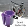 AOKID Bike Cup Holder for Shopping Carts Bicycle with Phone Mount Universal Non-Slip Drink Bikes Scooters More 3-in-1 Design Holds Water Bottles Phones Keys Purple view 3