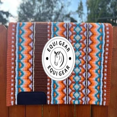 EQUIGEAR Horse Western Show Saddle pad/New Zealand Wool Western Saddle Blanket Top Wool Pad Sensor Flex (Customization Available) J483 (34x42)