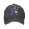 American Patriot 1776 Celebrate Freedom Cowboy Hat Men Vintage Baseball Cap Women Dad Hat Trucker Hat Black view 2