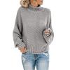 Womens Oversized Turtleneck Knit Sweater Fall Winter Long Sleeve High Neck Chunky Knit Loose Oversized Sweater Pullover Jumper Tops Plus Size Grey view 1