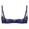 Hularka Women's Sexy Lace 1/4 Cup Bra Balconette Bralette Push Up Underwired Unlined Plunge Bras Navy Blue Large view 2