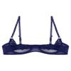 Hularka Women's Sexy Lace 1/4 Cup Bra Balconette Bralette Push Up Underwired Unlined Plunge Bras Navy Blue Large view 3