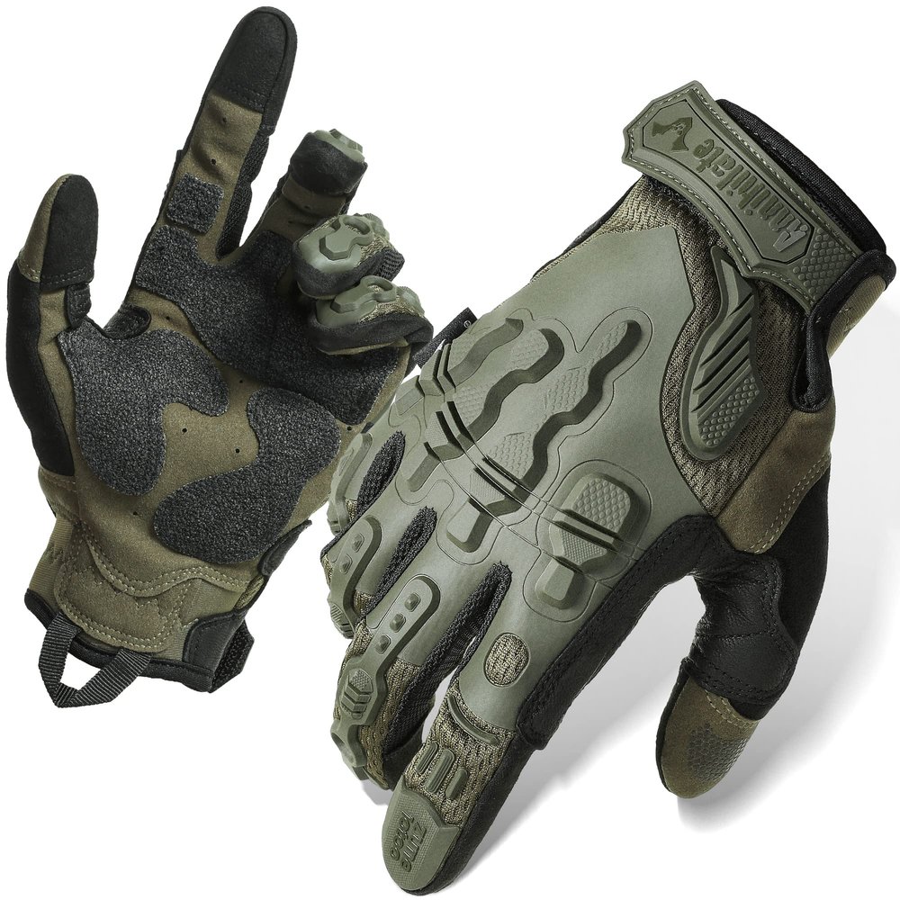 ZUNE LOTOO Tactical Gloves for Men, Green Touchscreen Motorcycle Glove Skeleton with Padded Impact Protection & Cut Resistant for Paintball Airsoft Range Riding Biker Work Small