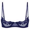easyforever Women's Underwire Push Up Shelf Bra Top Lace Trim 1/4 Cup Brassiere Bandeau Bustier Navy Blue A Large view 1