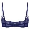 easyforever Women's Underwire Push Up Shelf Bra Top Lace Trim 1/4 Cup Brassiere Bandeau Bustier Navy Blue A Large view 2