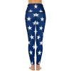 American Flag Navy Blue Stars Women's Yoga Pants Leggings with Pockets High Waist Workout Pants view 3