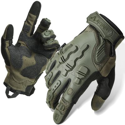 ZUNE LOTOO Tactical Gloves for Men, Green Touchscreen Motorcycle Glove Skeleton with Padded Impact Protection & Cut Resistant for Paintball Airsoft Range Riding Biker Work X-Large