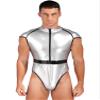 YiZYiF Adult Astronaut Costume Jumpsuit Space Suit for Men Zipper Bodysuit Leotard with Oversleeve One-Piece Silver 3X-Large view 2