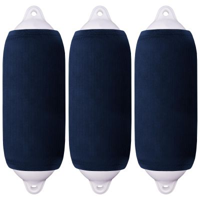 Boat Fender Covers 9" x 26" Fender Covers Marine Boat Bumper Sleeves for Twin Eye & Center Rope Tube Style Fenders, Navy Blue, 3-Pack, Polyester (Boat Fender Not Included)