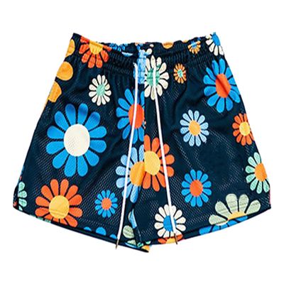 BOOMLEMON Mens Mesh Graphic Print Shorts Casual Workout Cool Shorts Gym Basketball Running Short Pants(Flowers Navy XS)