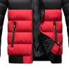 Men's Color Block Hood Puffer Jacket Zip Up Slim Fit Hooded Down Coat Winter Warm Thicken Casual Puffer Coats (Red,3X-Large) view 3