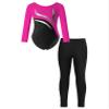 easyforever Kids Girls Long Sleeve Gymnastics Leotard Sparkly Rhinestone Tumbling Dance Bodysuit with Leggings Set Hot Pink&Black 6 Years view 1