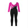 easyforever Kids Girls Long Sleeve Gymnastics Leotard Sparkly Rhinestone Tumbling Dance Bodysuit with Leggings Set Hot Pink&Black 6 Years view 4