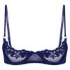 ACSUSS Womens Sheer Lace Lingerie 1/4 Cups Underwire Bras Bare Exposed Breast Push Up Bra Tops Navy Blue Large view 1