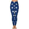 American Flag Navy Blue Stars Women's Yoga Pants Leggings with Pockets High Waist Workout Pants view 2