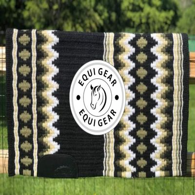 EQUIGEAR Horse Western Show Saddle pad/New Zealand Wool Western Saddle Blanket Top Wool Pad Sensor Flex (Customization Available) g15 (34x40)