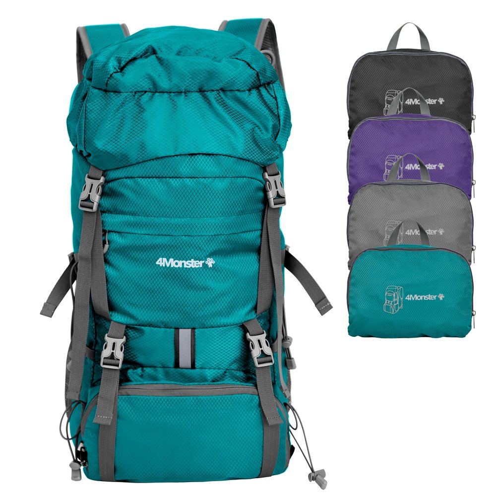4Monster Portable Hiking Backpack,Lightweight Packable Hiking Daypack,Water Resistant Carry on Backpack for Travel Camping Outdoor (32L, Green)