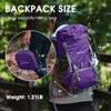 4Monster Portable Hiking Backpack,Lightweight Packable Hiking Daypack,Water Resistant Carry on Backpack for Travel Camping Outdoor (32L, Purple) view 2