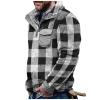 Men's Casual Western Fuzzy Fleece Jackets Sherpa Lined Button Up Pullover Sweatshirts Vintage Winter Warm Sweater Teddy Bear Jackets Outwear Black view 1